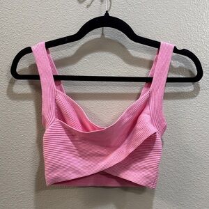 Mango Pink Ribbed Crop Top